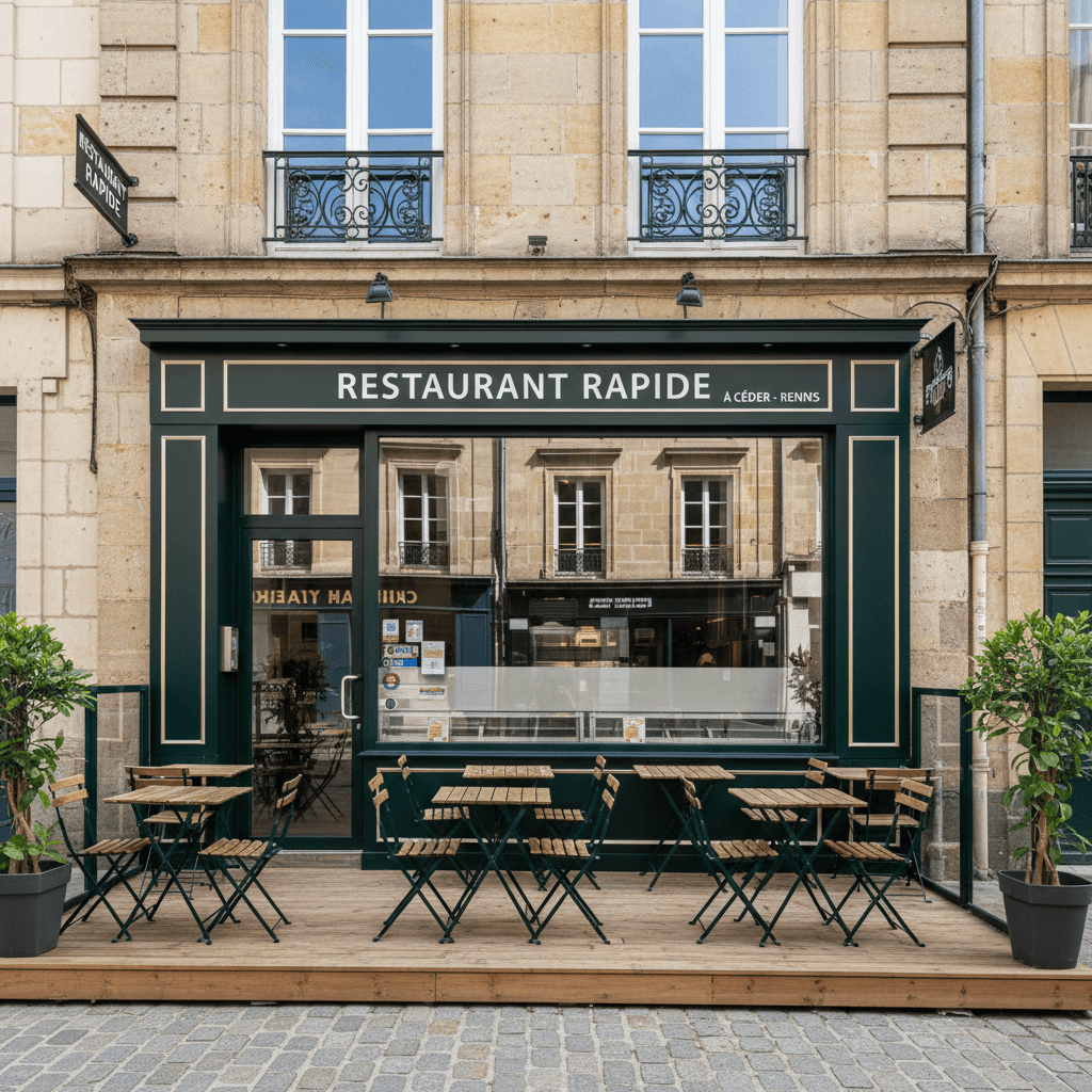 Fast-food 70m² à Rennes : terrasse - licence IV