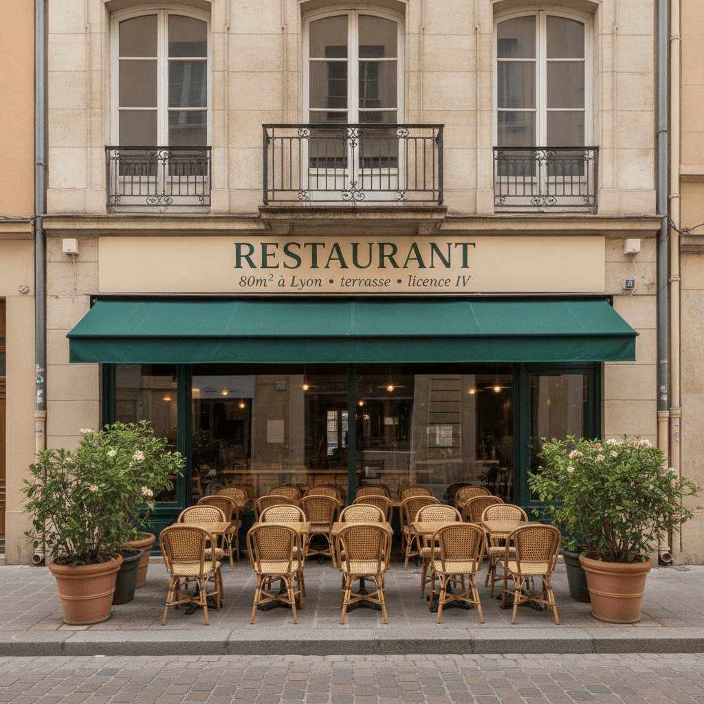 Restaurant 80m² à Lyon : terrasse - licence IV