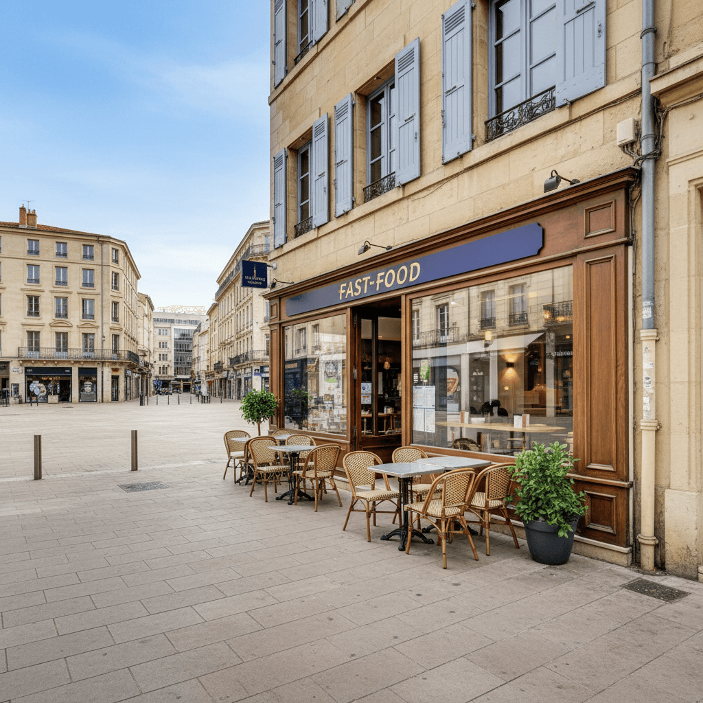 Fast-food 57m² à Montpellier : terrasse - licence IV