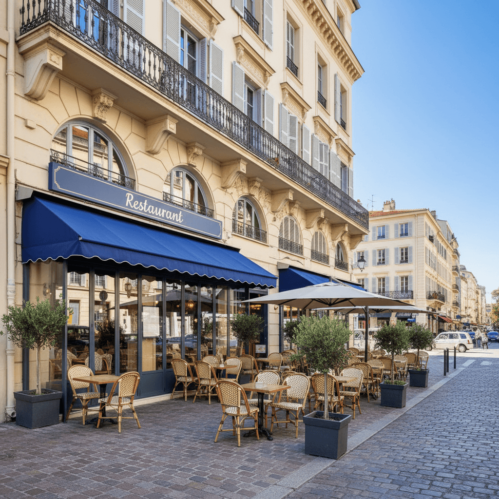 Restaurant 400m² à Nice : terrasse - extraction