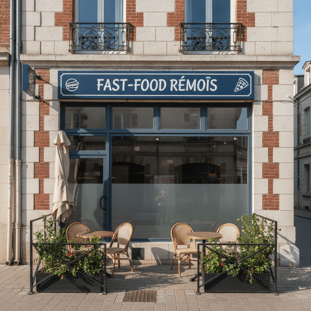 Fast-food 140m² à Reims : terrasse - cave/réserve