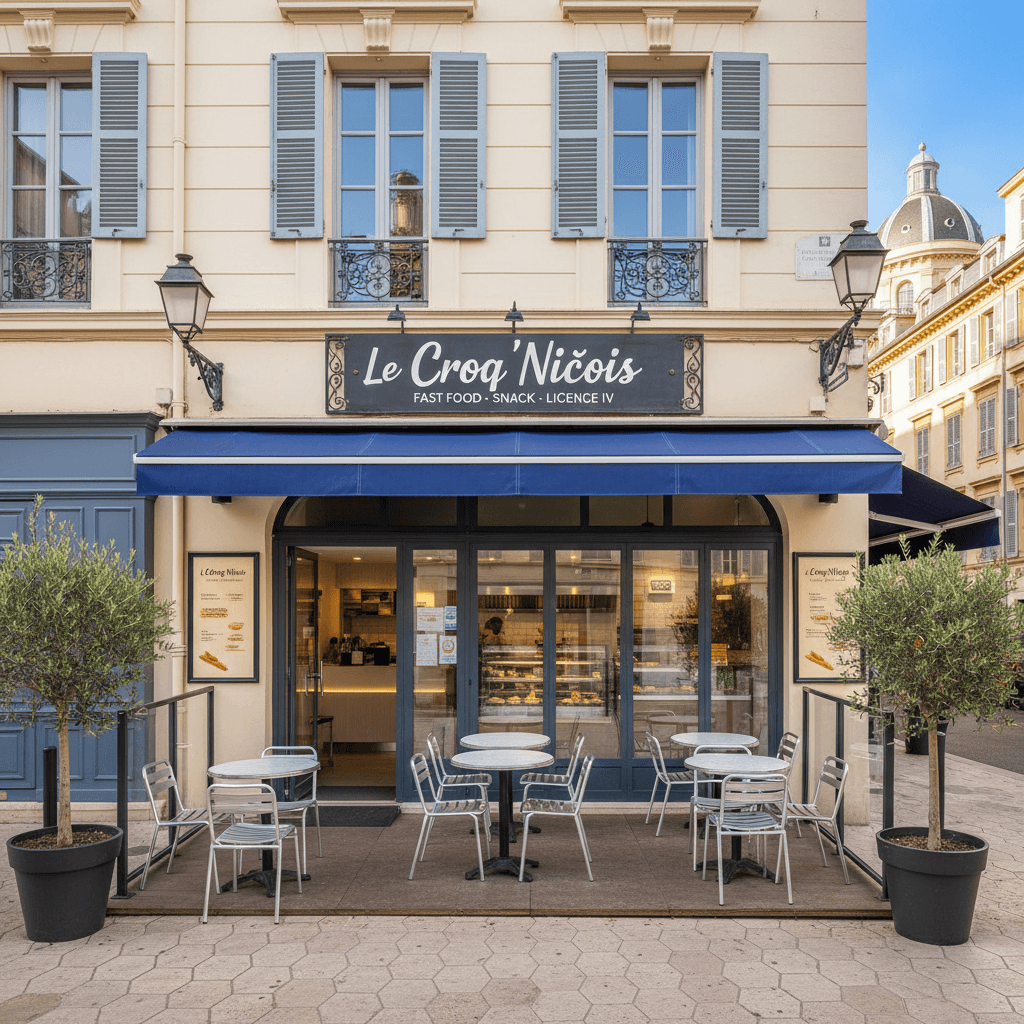Fast-food 40m² à Nice : terrasse - licence IV