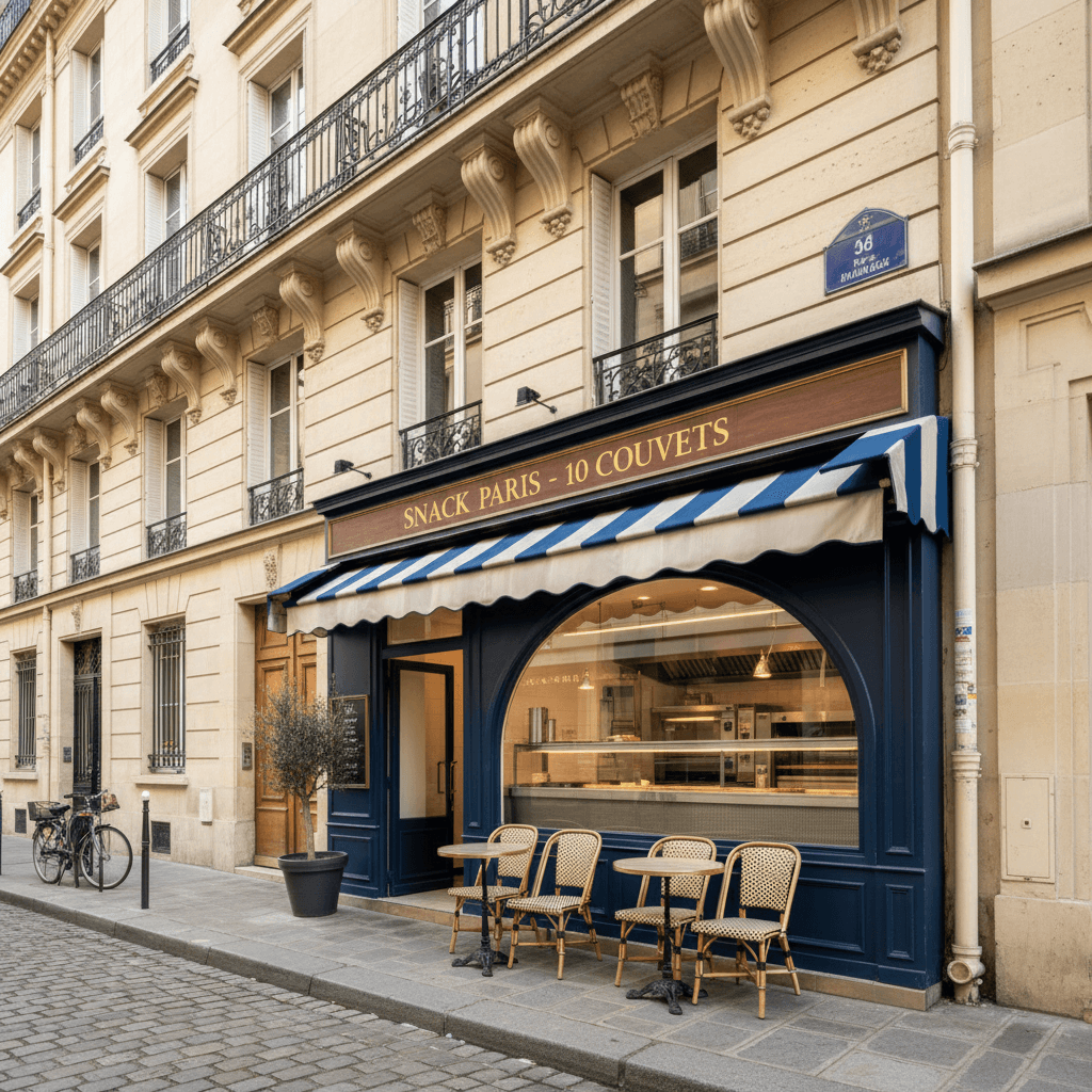 Snack 10 couverts à Paris : extraction - cuisine équipée