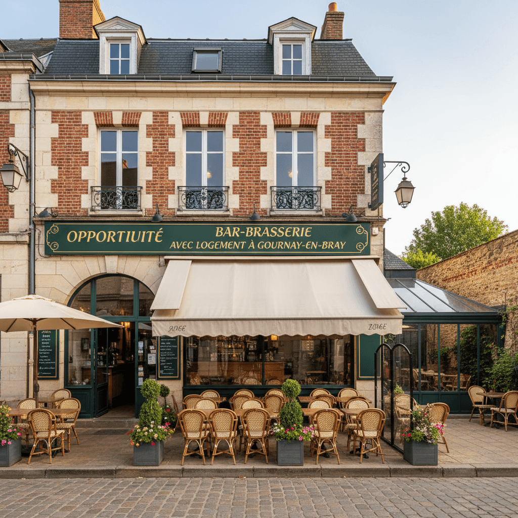 Bar-brasserie 160m² à Gournay-En-Bray : terrasse - licence IV - Image 1