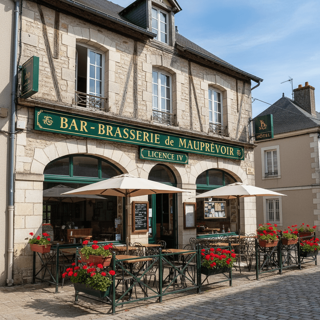 Bar-brasserie à Mauprévoir : terrasse - licence IV