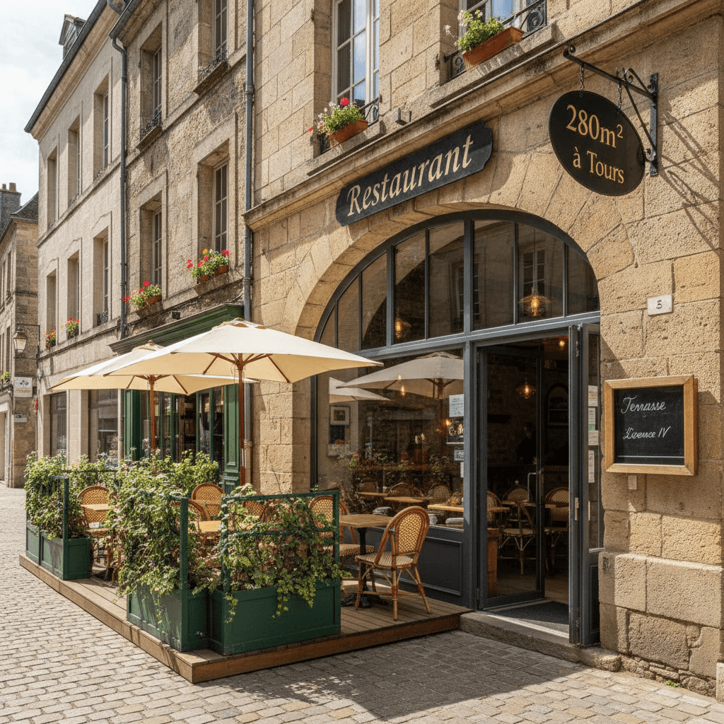 Restaurant 280m² à Tours : terrasse - licence IV