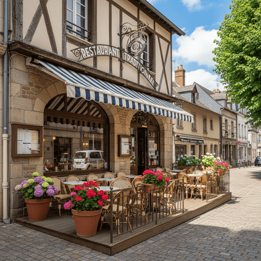 Restaurant à Bagnoles De L'Orne Normandie : terrasse - extraction - Image 1