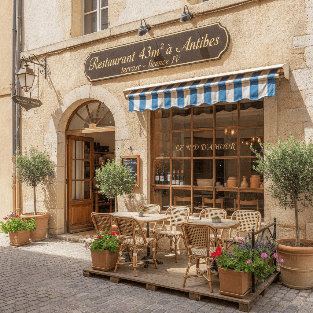 Restaurant 43m² à Antibes : terrasse - licence IV