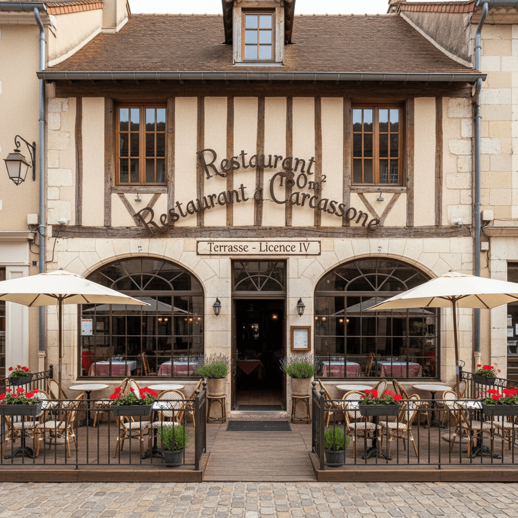 Restaurant 180m² à Carcassonne : terrasse - licence IV