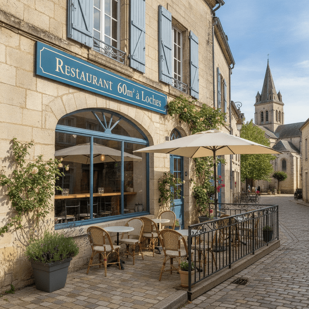 Restaurant 60m² à Loches : terrasse - licence IV