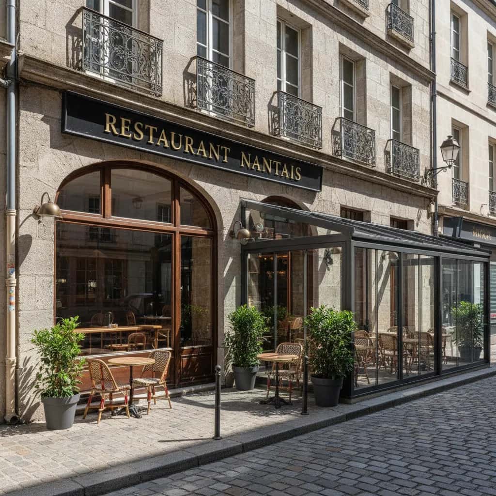 Restaurant à Nantes : terrasse - cuisine équipée