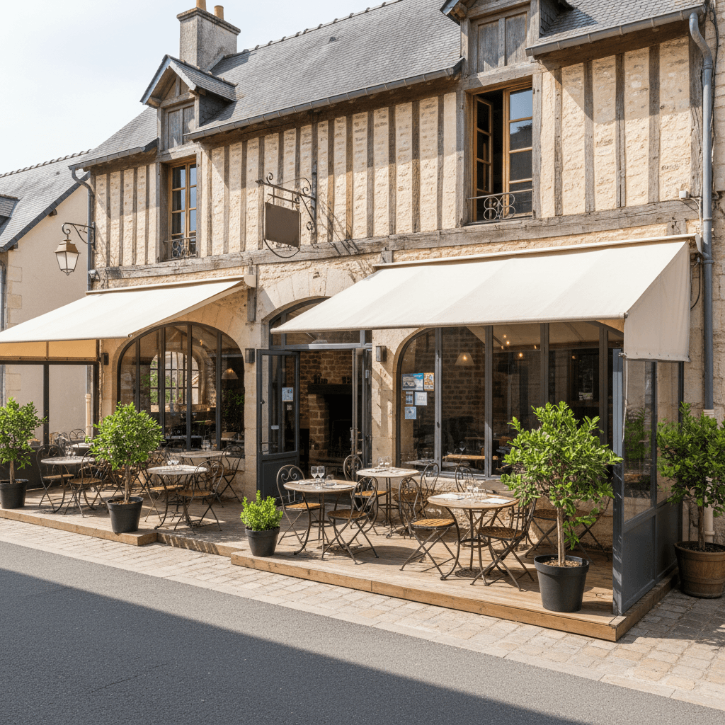 Restaurant à Le Malesherbois : terrasse - extraction