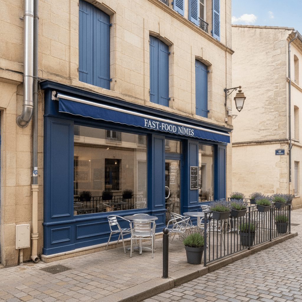 Fast-food à Nîmes : terrasse - extraction