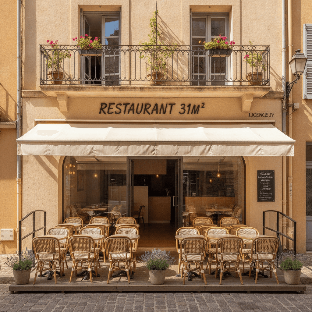 Restaurant 31m² à Saint-Tropez : terrasse - licence IV