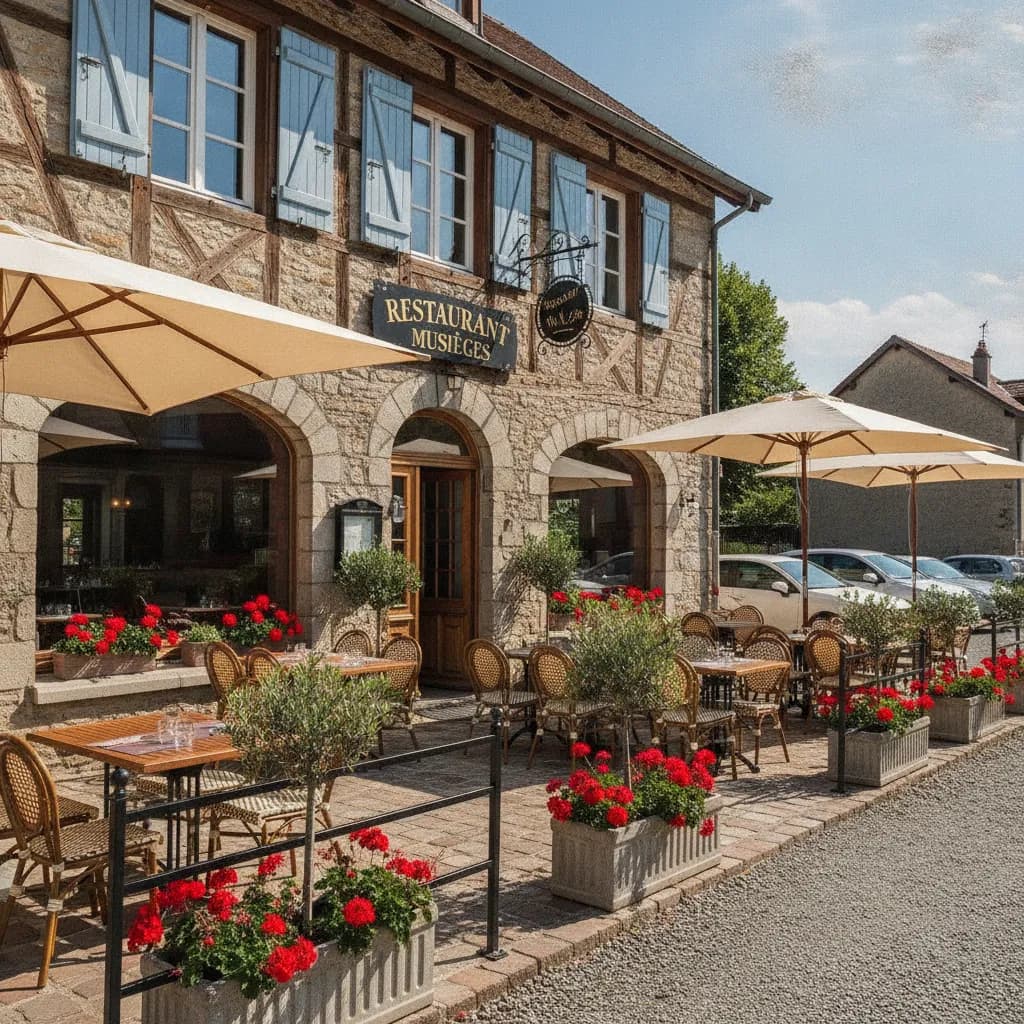Restaurant 300m² à Musièges : terrasse - cuisine équipée - Image 1