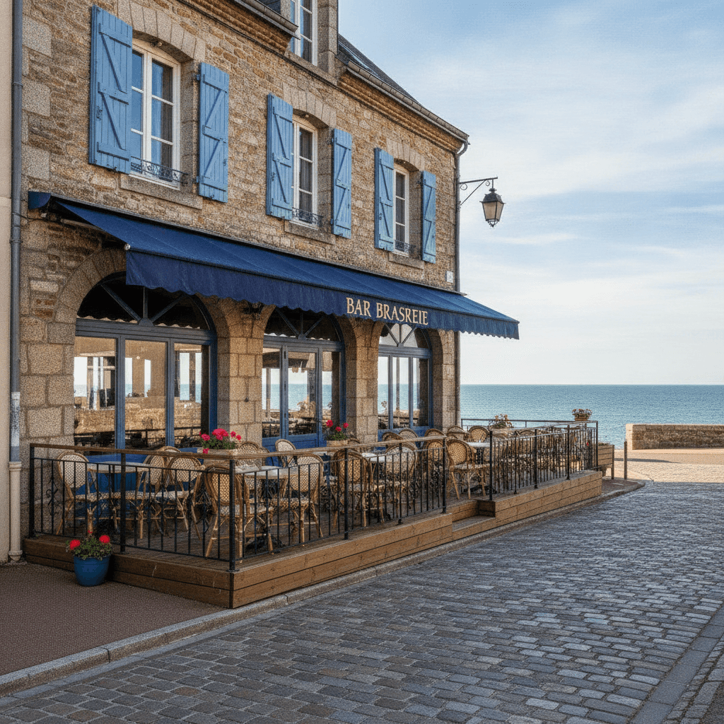 Bar-brasserie à Tourville-Sur-Sienne : terrasse - licence IV