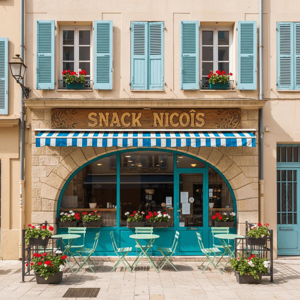 Snack 130m² à Nice : terrasse - cuisine équipée
