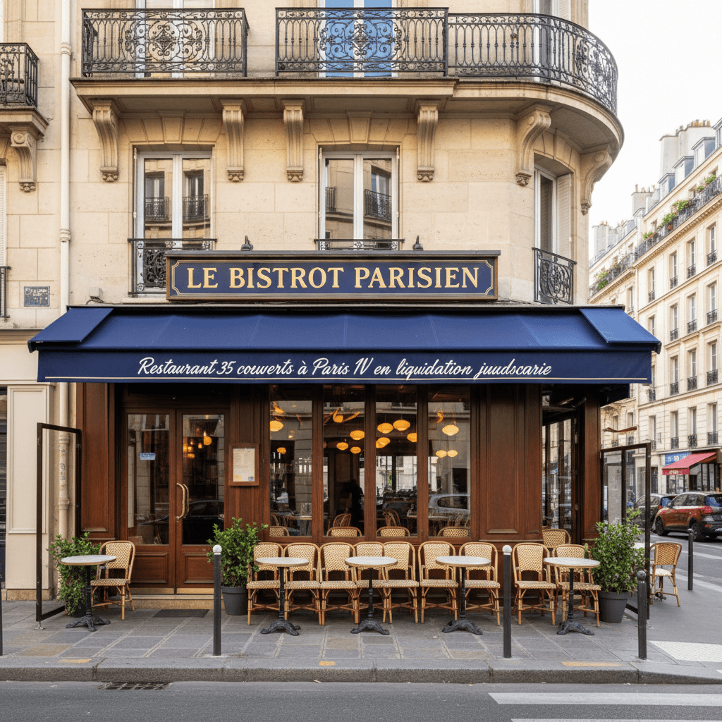Restaurant 35 couverts à Paris : terrasse - licence IV en liquidation judiciaire