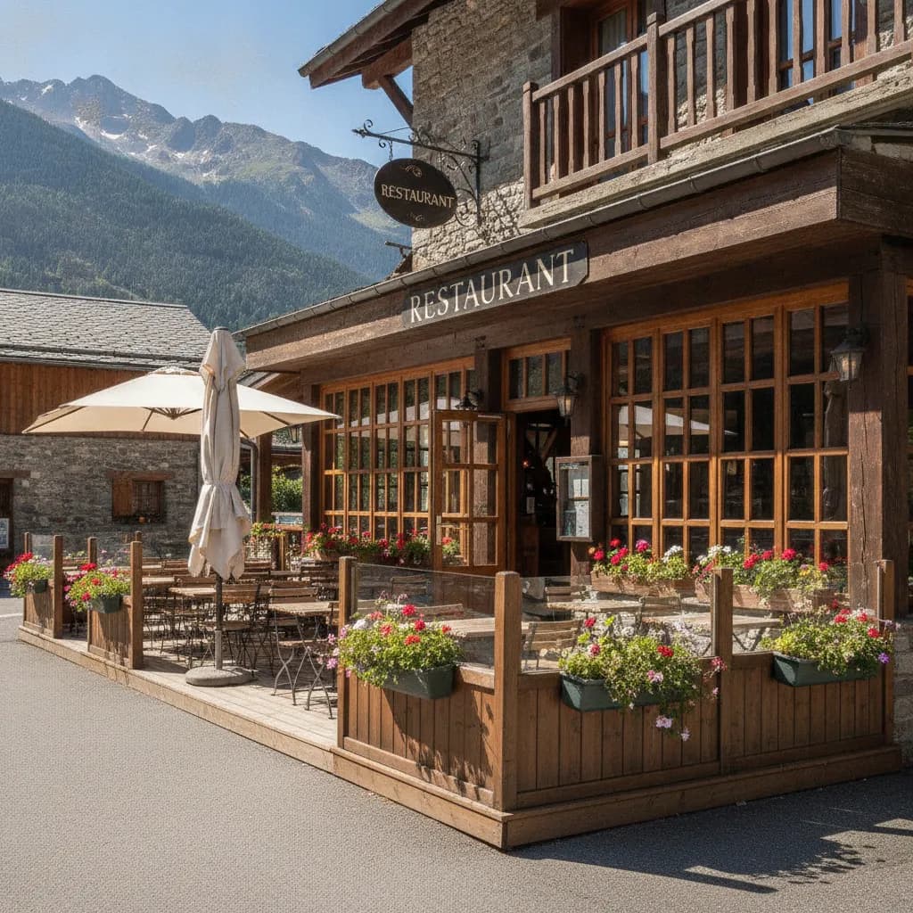 Restaurant 115m² à Saint-Léger-les-Mélèzes : terrasse - cuisine équipée - Image 1