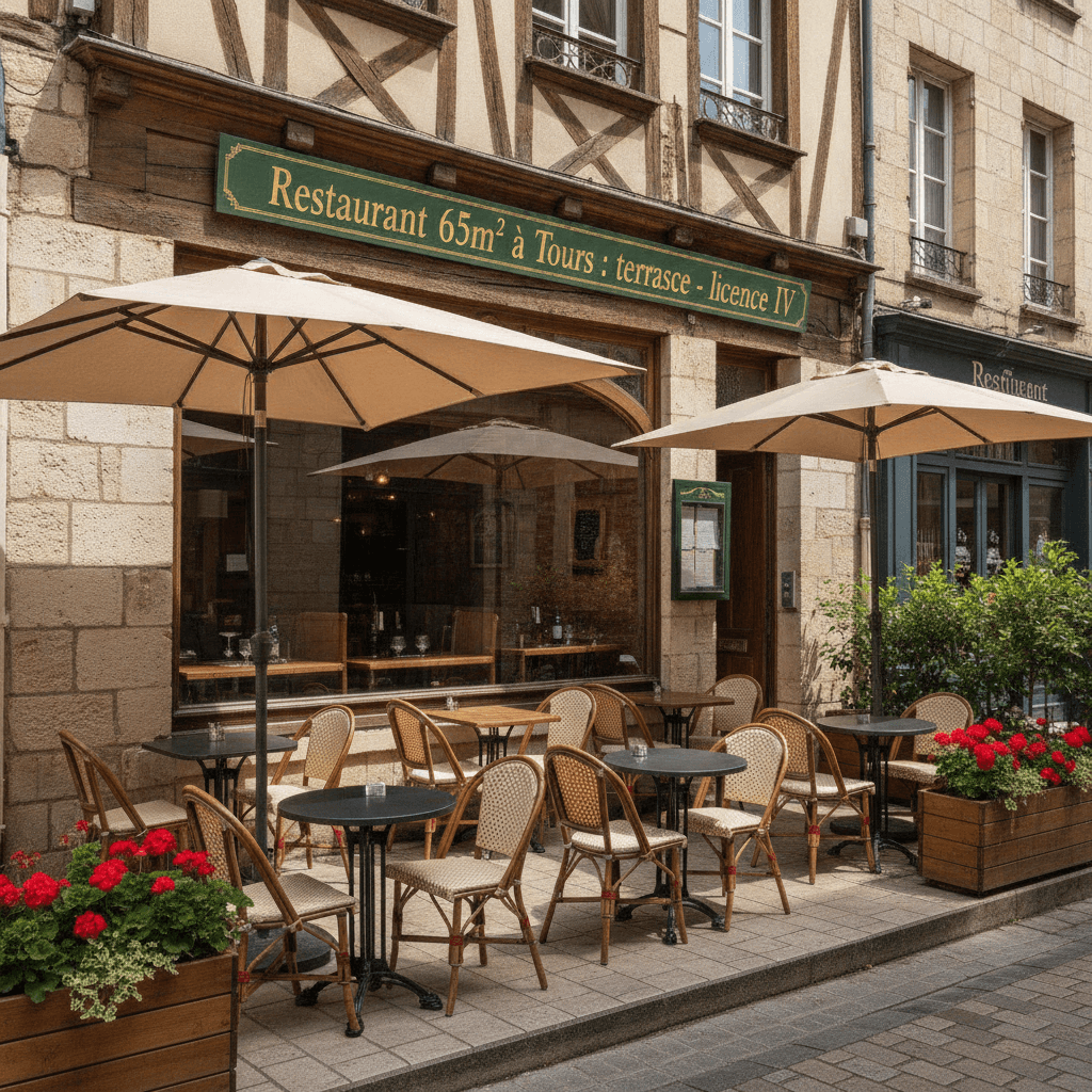 Restaurant 65m² à Tours : terrasse - licence IV