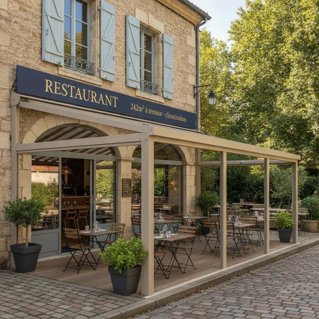 Restaurant 242m² à Crest : terrasse - climatisation