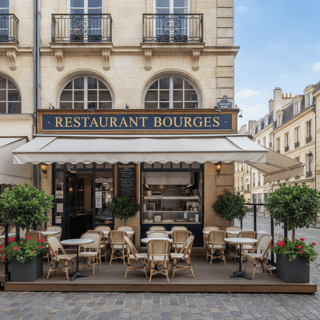 Restaurant à Bourges : terrasse - cuisine équipée - Image 1