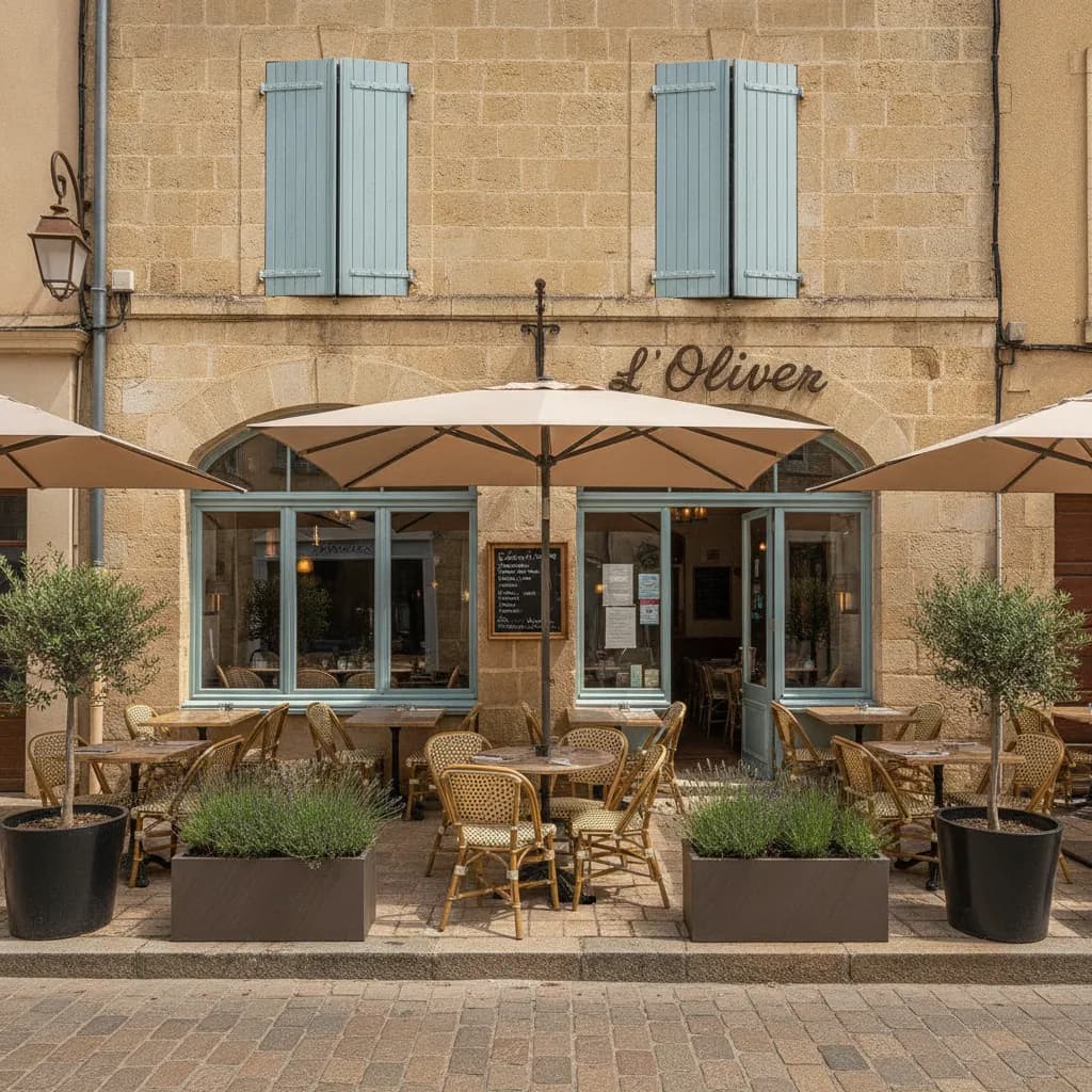 Restaurant à Uzès : terrasse - cuisine équipée - Image 1