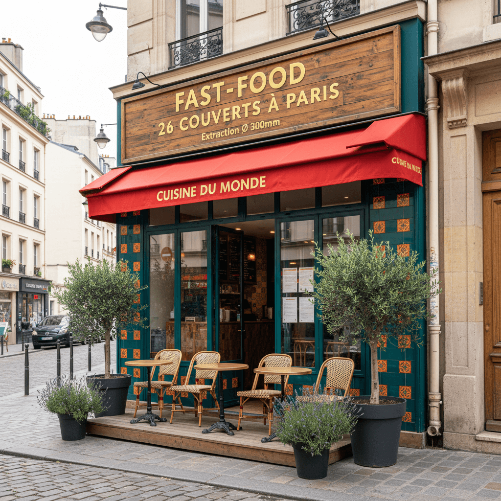 Fast-food 26 couverts à Paris : extraction