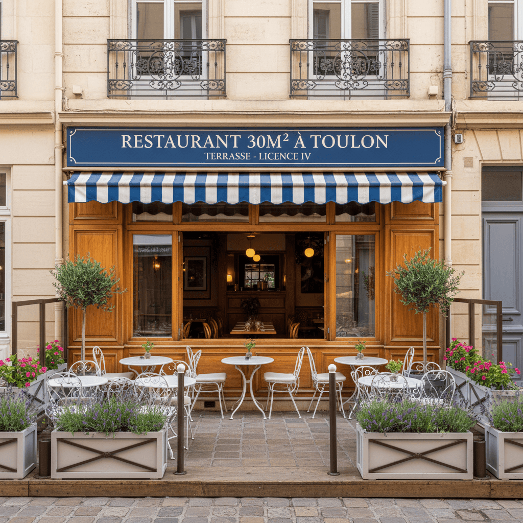 Restaurant 30m² à Toulon : terrasse - licence IV