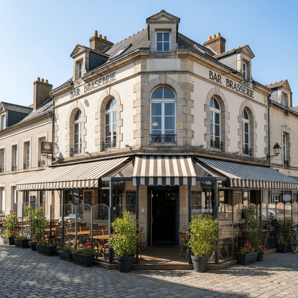 Bar-brasserie à Saint-Georges-Montcocq : terrasse - licence IV