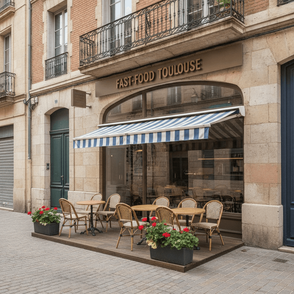 Fast-food 80m² à Toulouse : terrasse - extraction