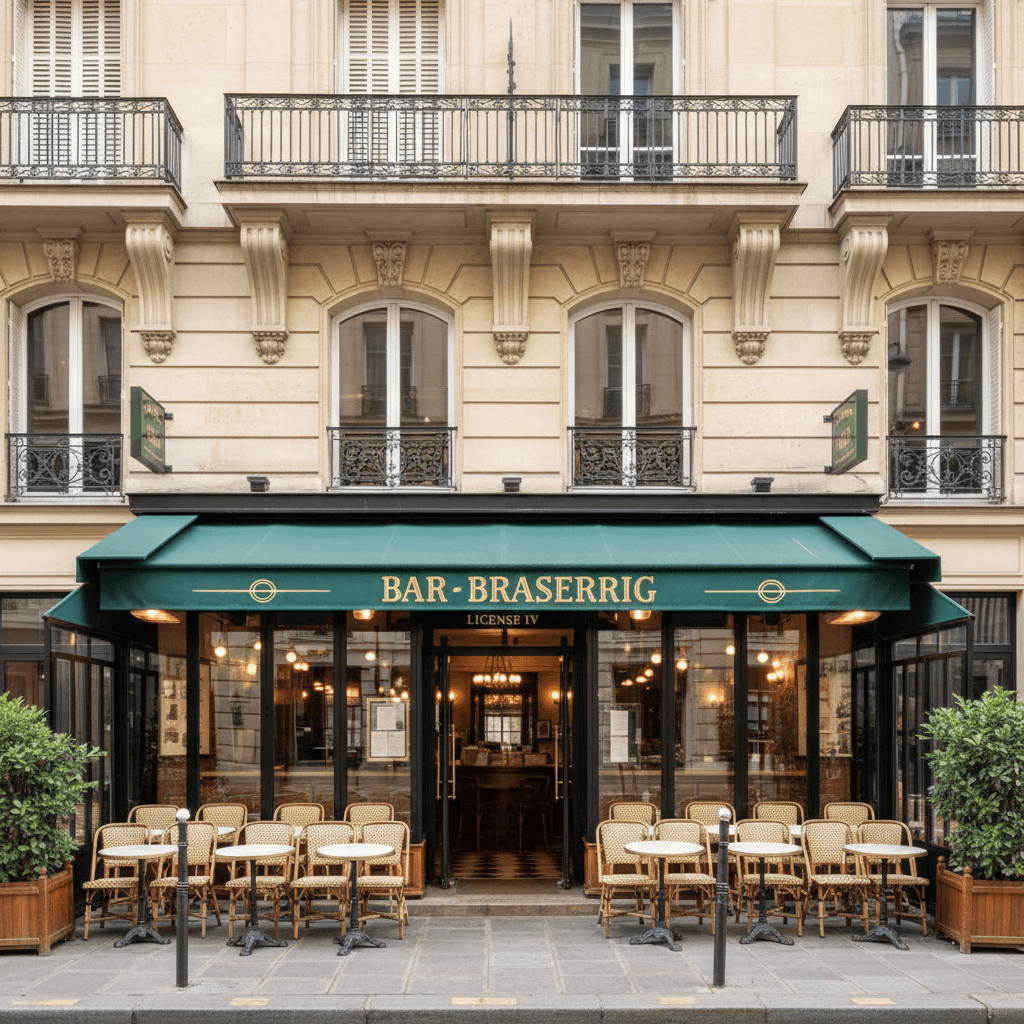 Bar-brasserie 240m² à Paris : terrasse - licence IV
