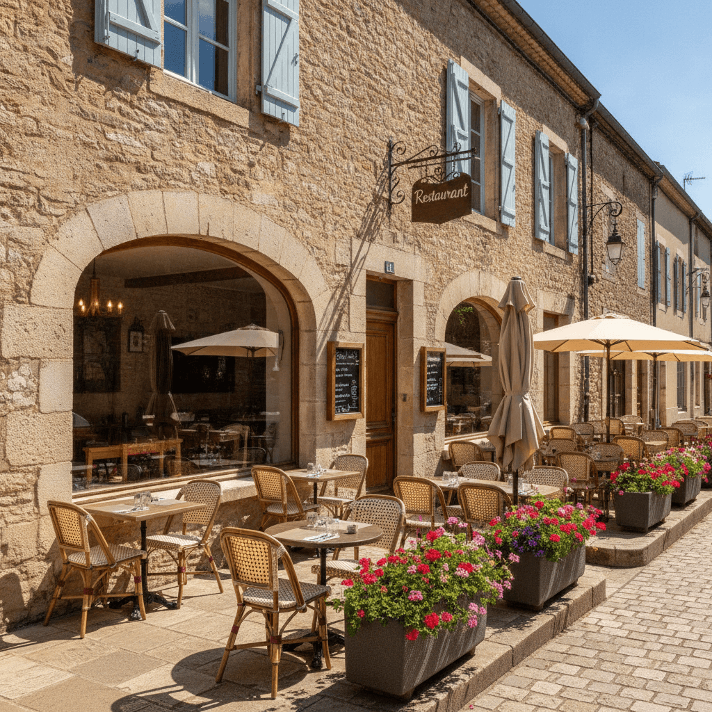 Restaurant 400m² à Asprières : terrasse - licence IV