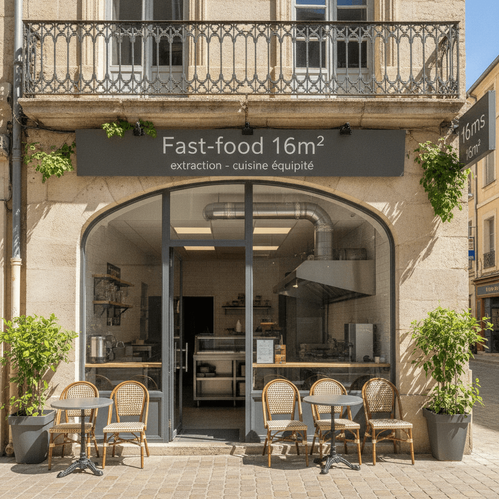 Fast-food 16m² à Montpellier : extraction - cuisine équipée
