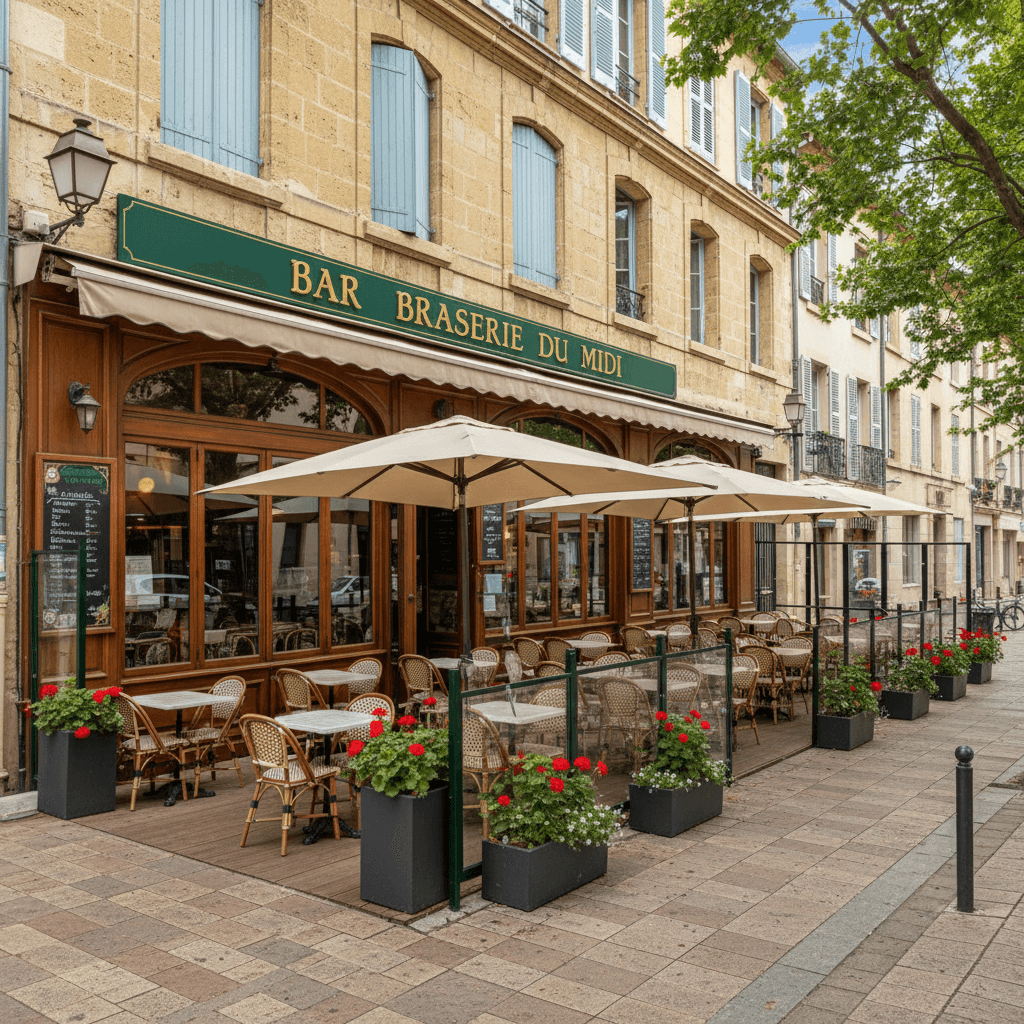 Bar-brasserie 215m² à Nîmes : terrasse - licence IV