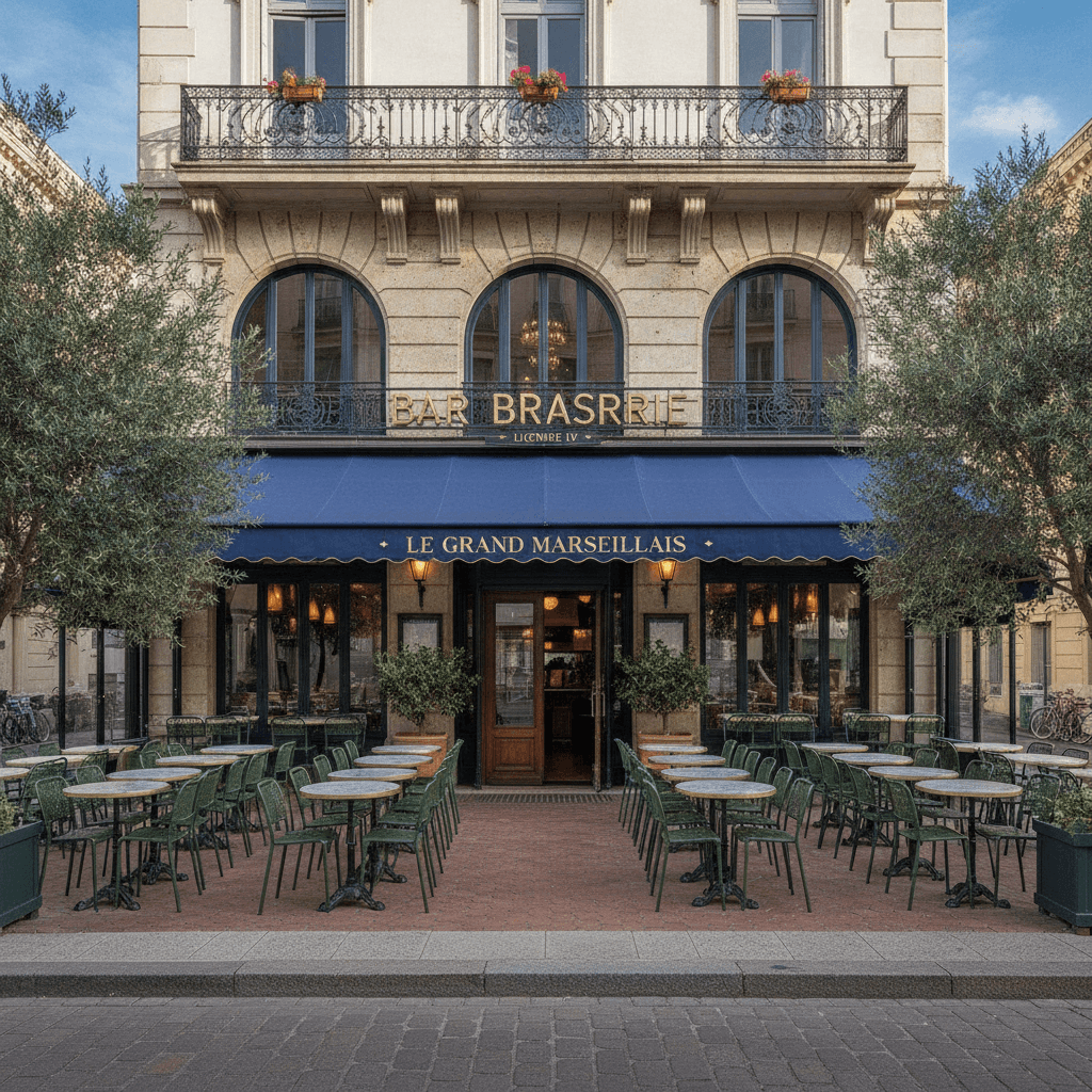 Bar-brasserie 350m² à Marseille : terrasse - licence IV
