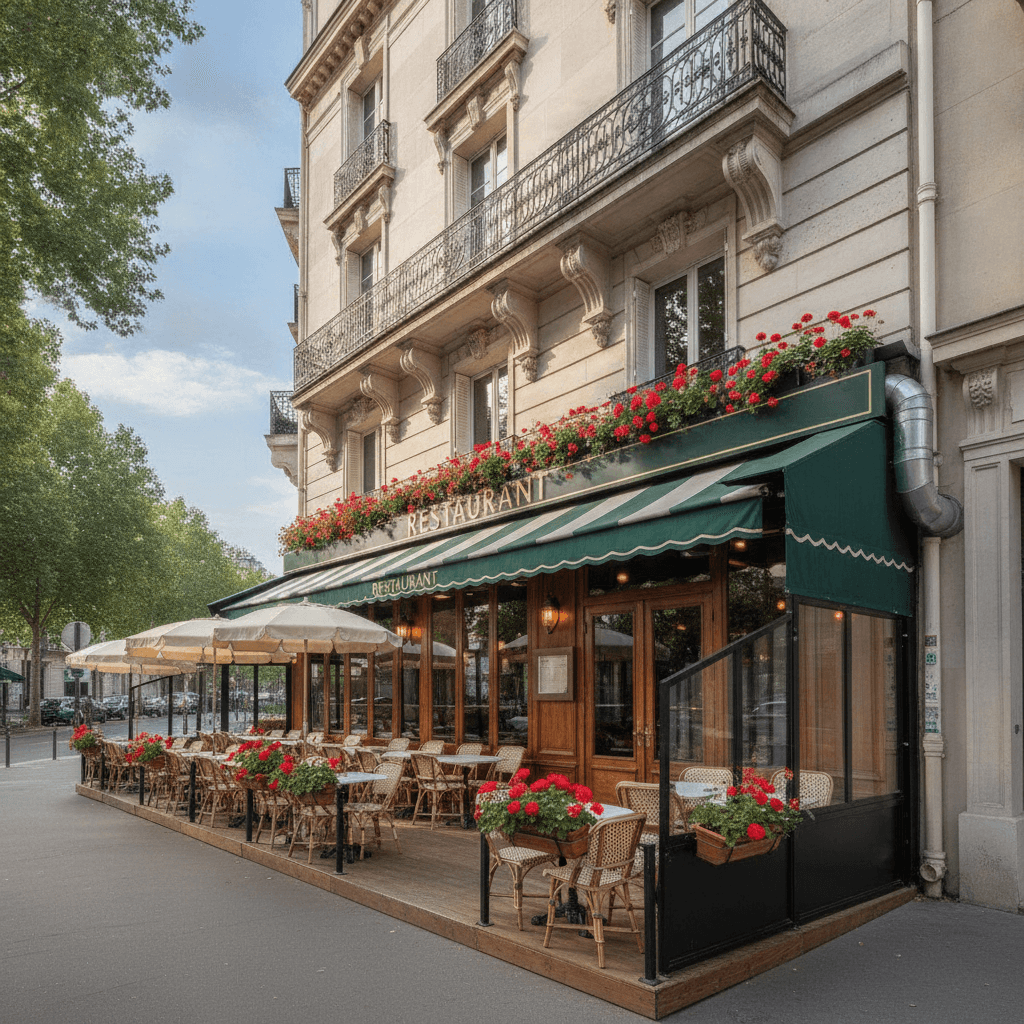 Restaurant 60 couverts à Asnières-sur-Seine : terrasse - extraction
