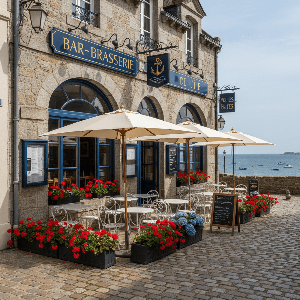 Bar-brasserie 200m² à Île-De-Bréhat : terrasse - licence IV - Image 1