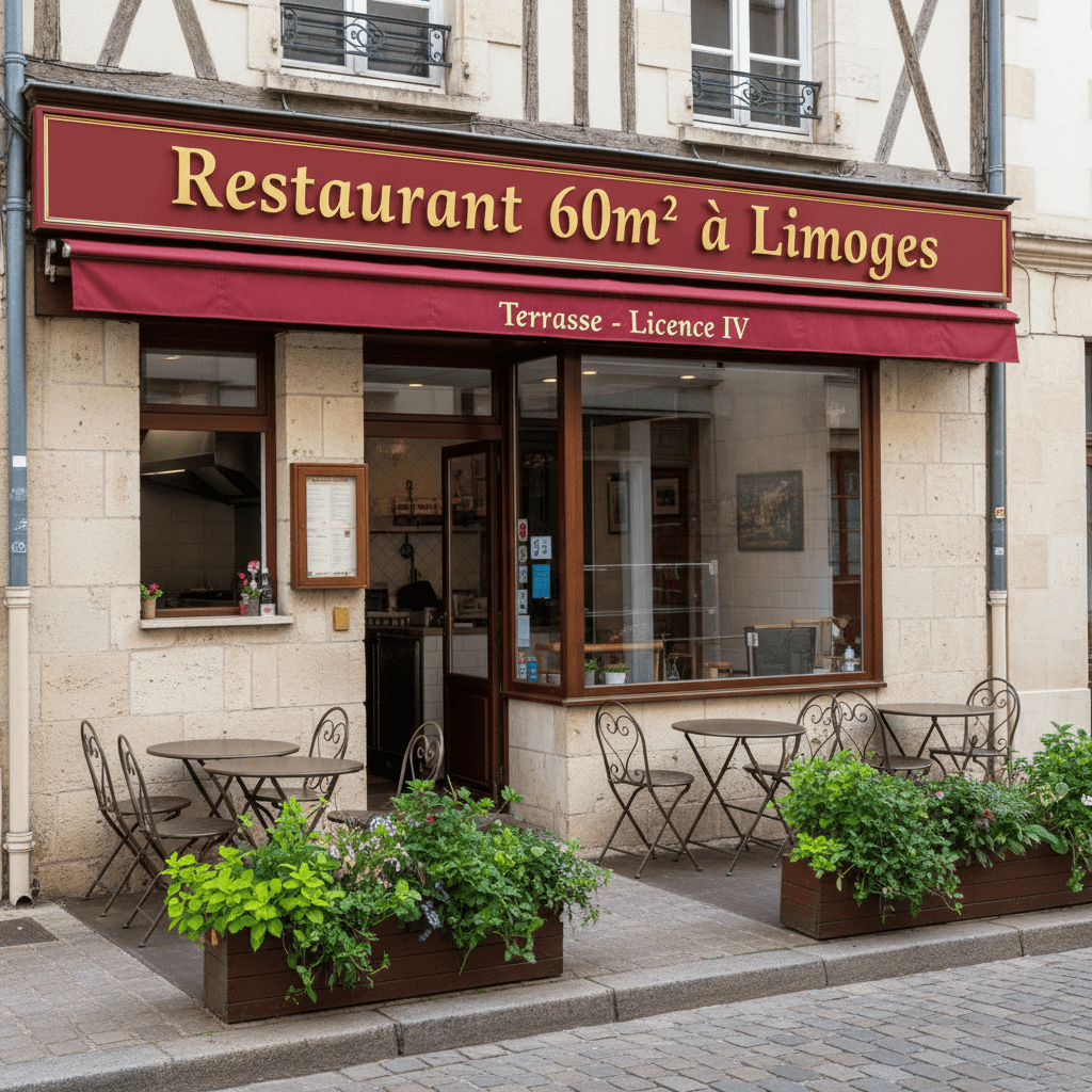 Restaurant 60m² à Limoges : terrasse - licence IV