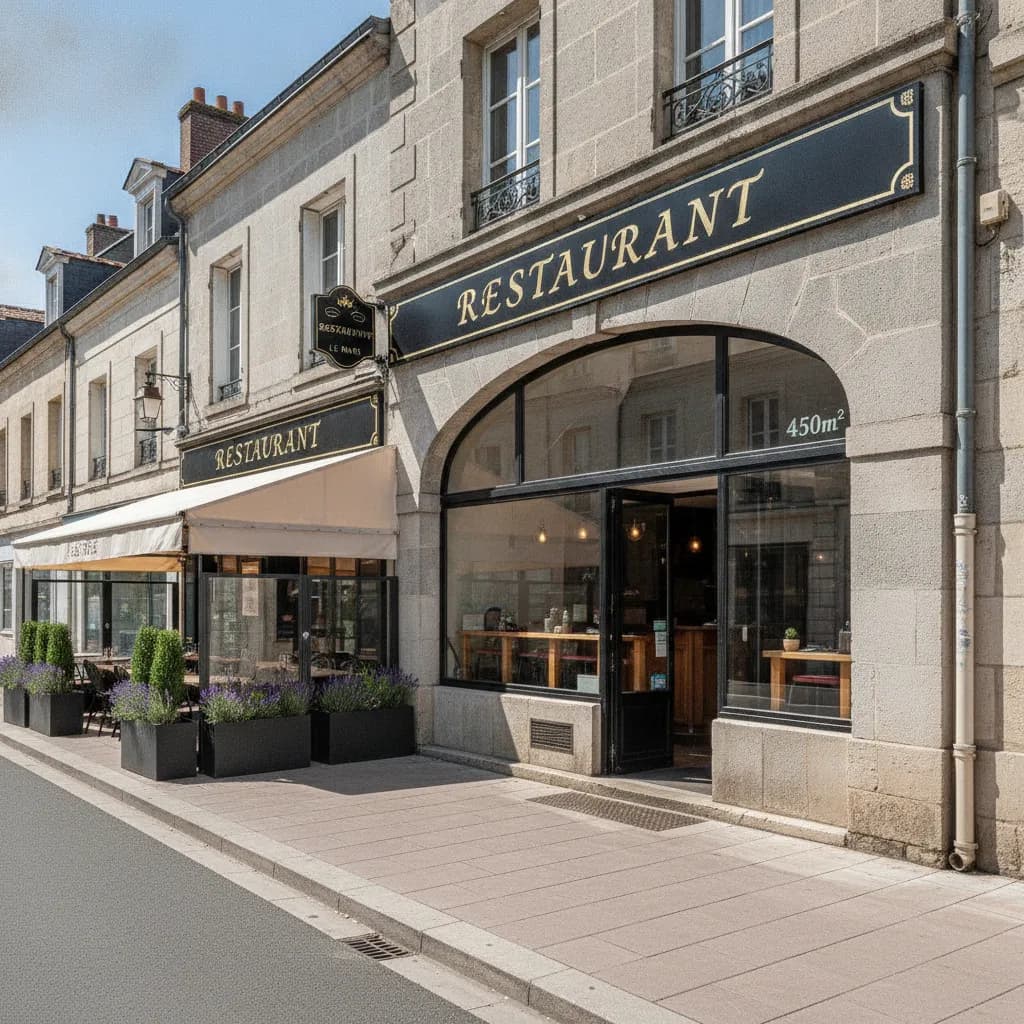 Restaurant 450m² à Le Mans : terrasse - cuisine équipée - Image 1