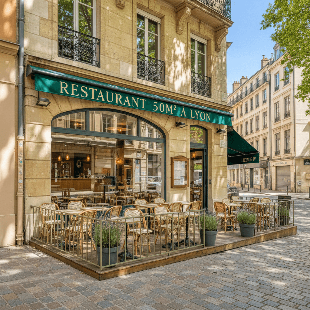 Restaurant 50m² à Lyon : terrasse - licence IV