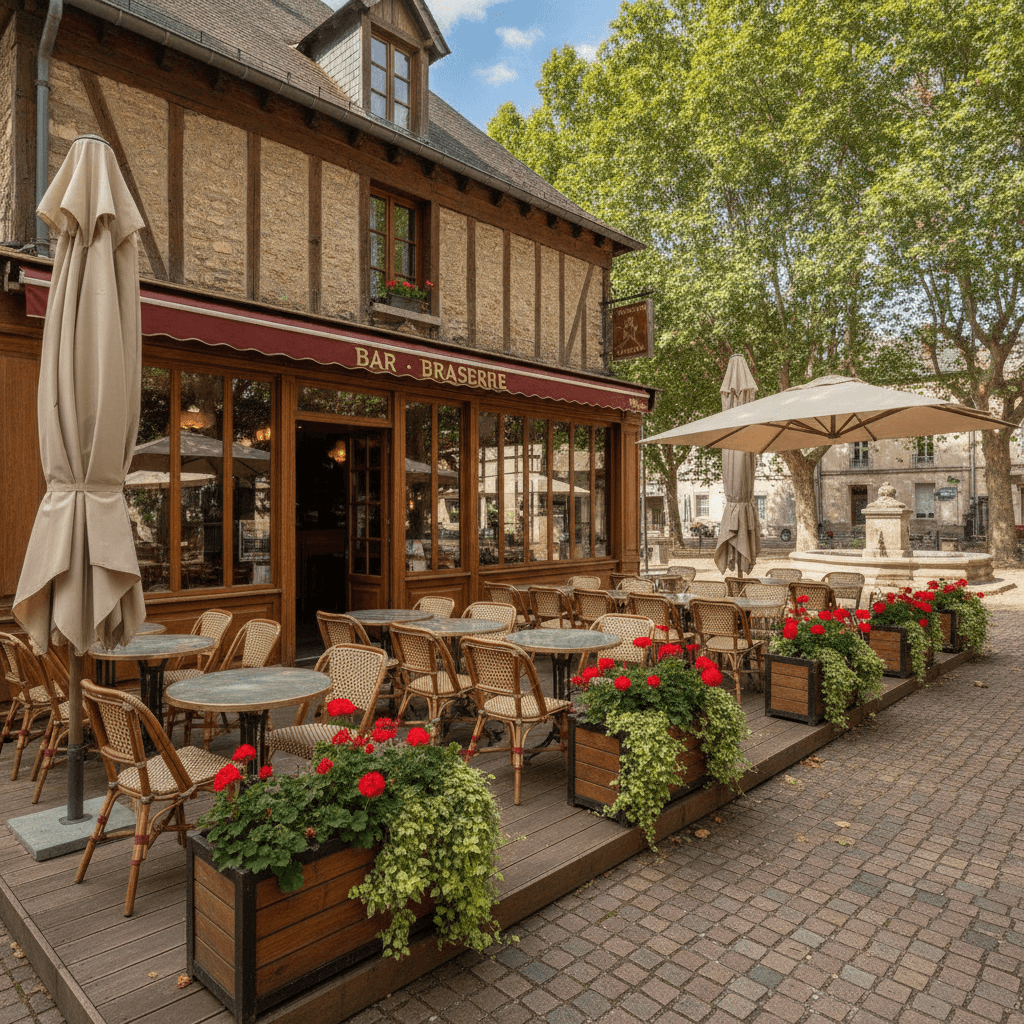 Bar-brasserie à Sancé : terrasse - licence IV