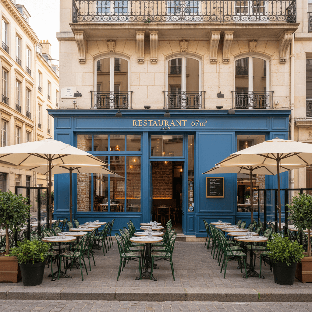 Restaurant 67m² à Lyon : terrasse - licence IV