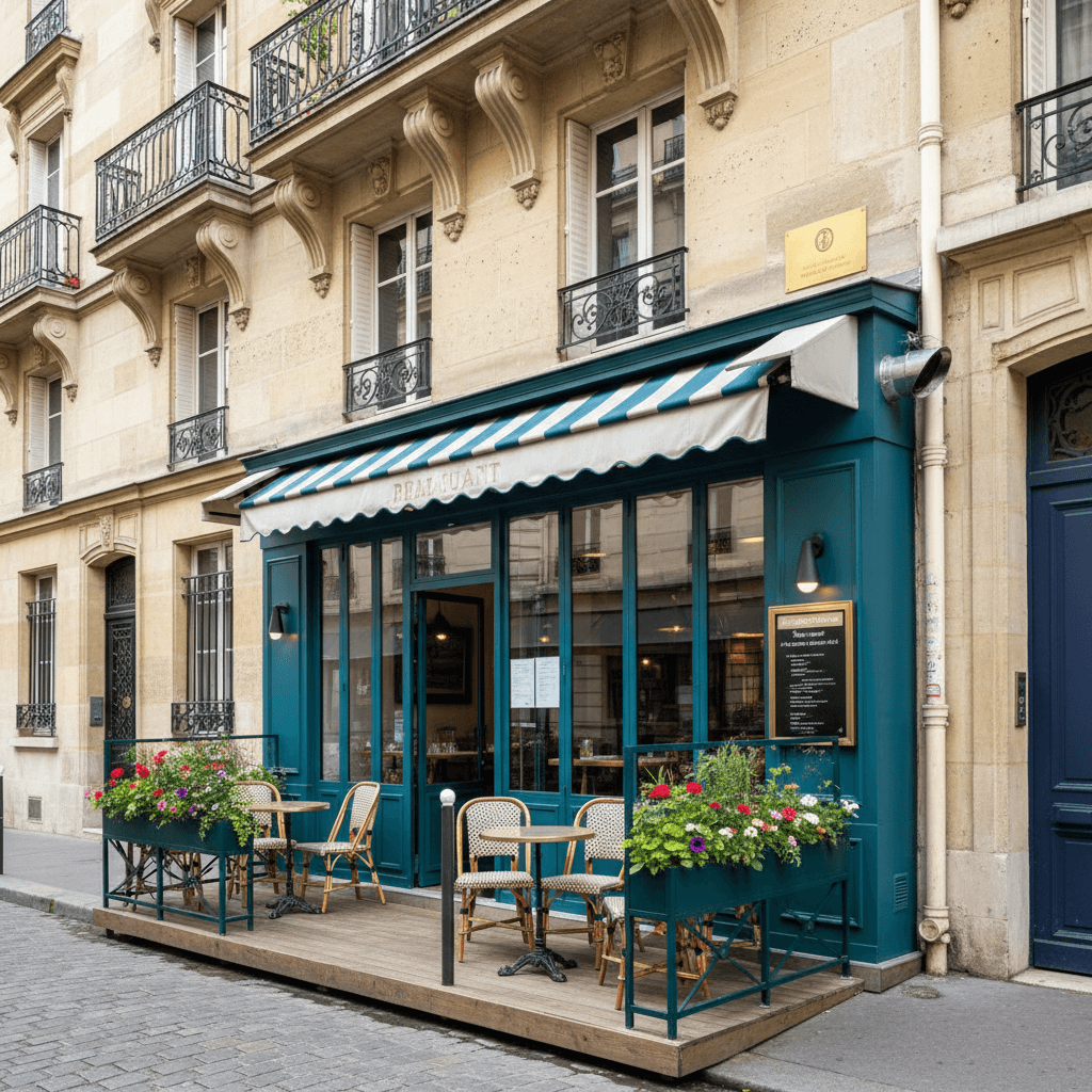 Restaurant 14 couverts à Paris : terrasse - extraction