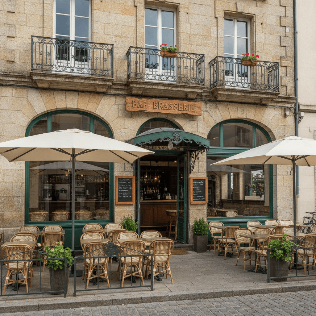 Bar-brasserie à Landes : terrasse - cave/réserve