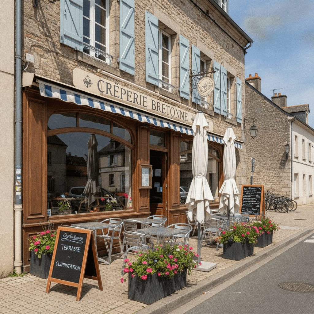 Restaurant 80m² à Torigny-Les-Villes : terrasse - climatisation