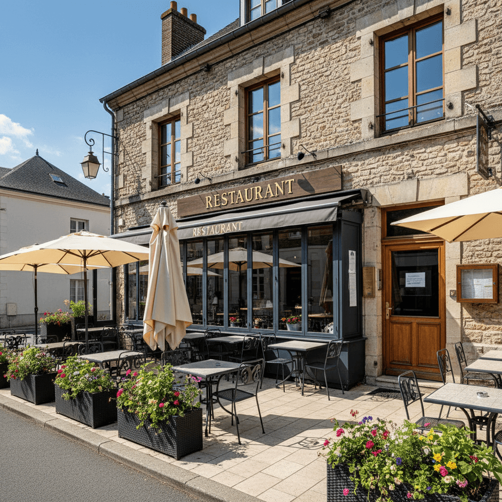Restaurant 24 couverts à Puiseux-en-France : terrasse - extraction - Image 1