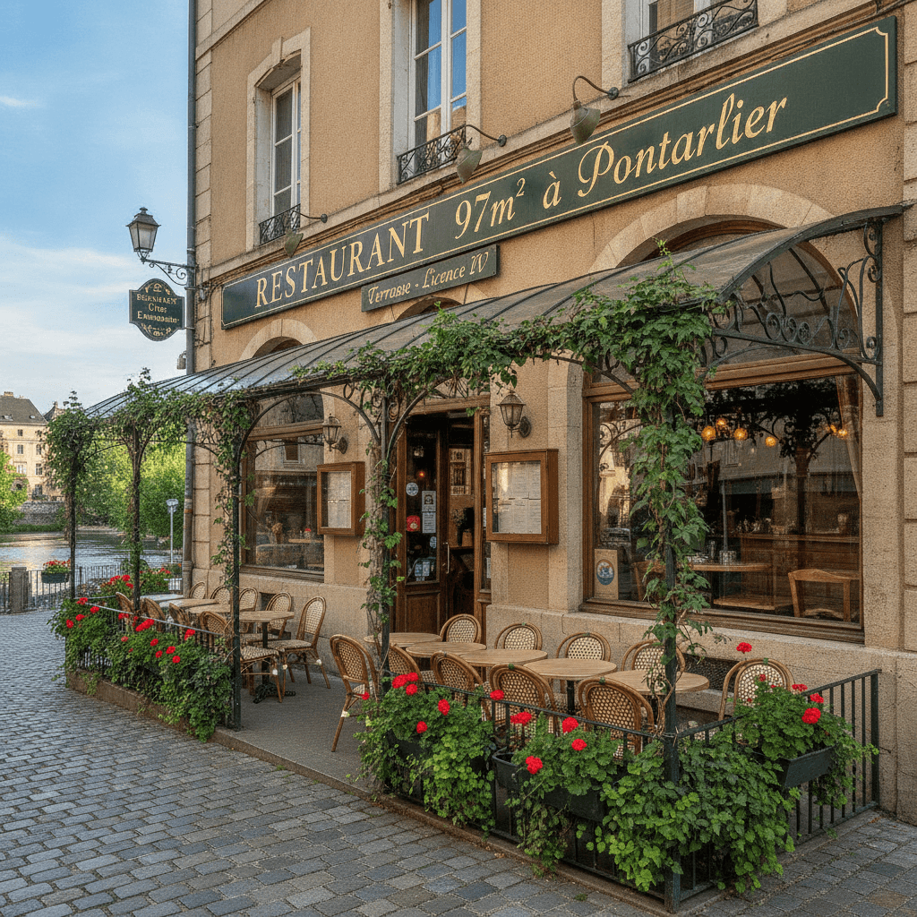 Restaurant 97m² à Pontarlier : terrasse - licence IV