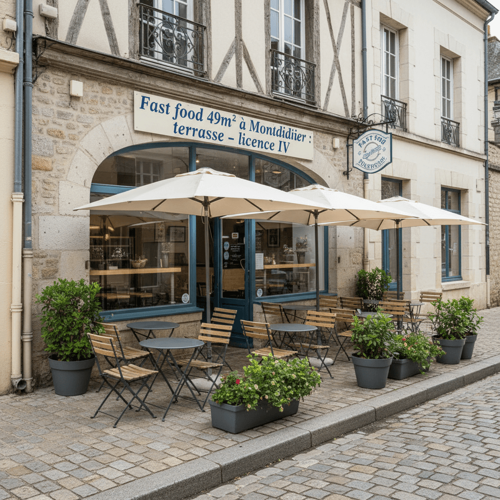Fast-food 49m² à Montdidier : terrasse - licence IV
