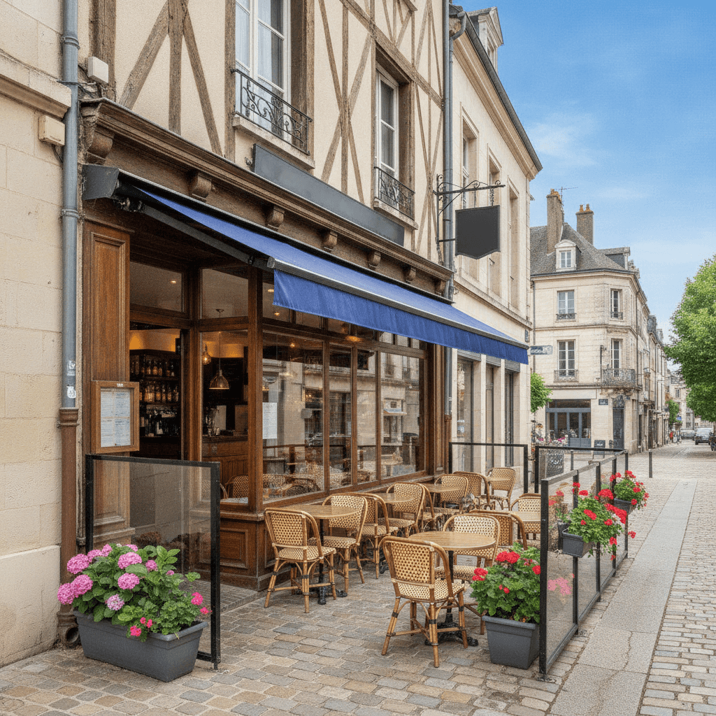 Restaurant 80m² à Caen : terrasse - climatisation